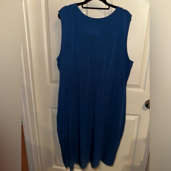 Betabrand Blue Ruched Faux Wrap Sheath Dress 2X  office dress with pockets - Picture 5 of 7